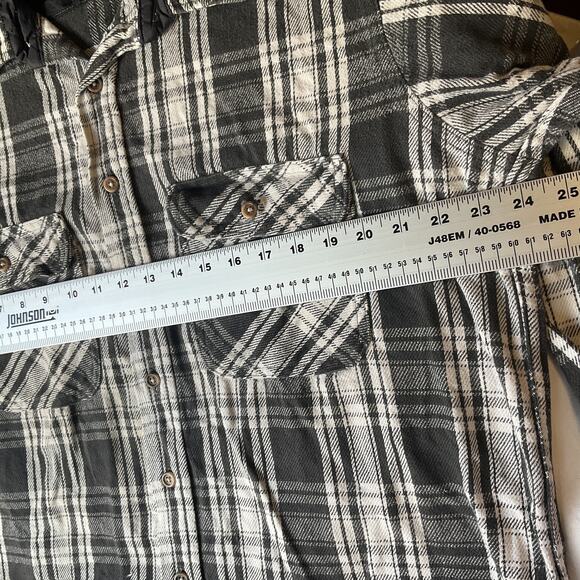 VINTAGE Field & Stream Men Button Up Shirt XL Tall Black Plaid Flannel Western - Picture 7 of 10